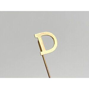 Letter "D" Monogrammed Vintage Gold Colored Stick Pin